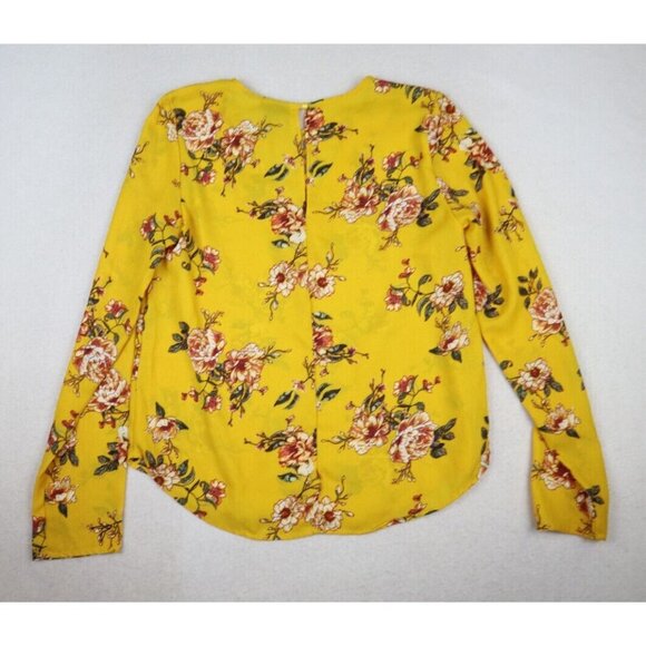 RUE21 - WOMEN'S YELLOW FLORAL PRINT LONG SLEEVE TOP - SIZE S - Picture 6 of 7